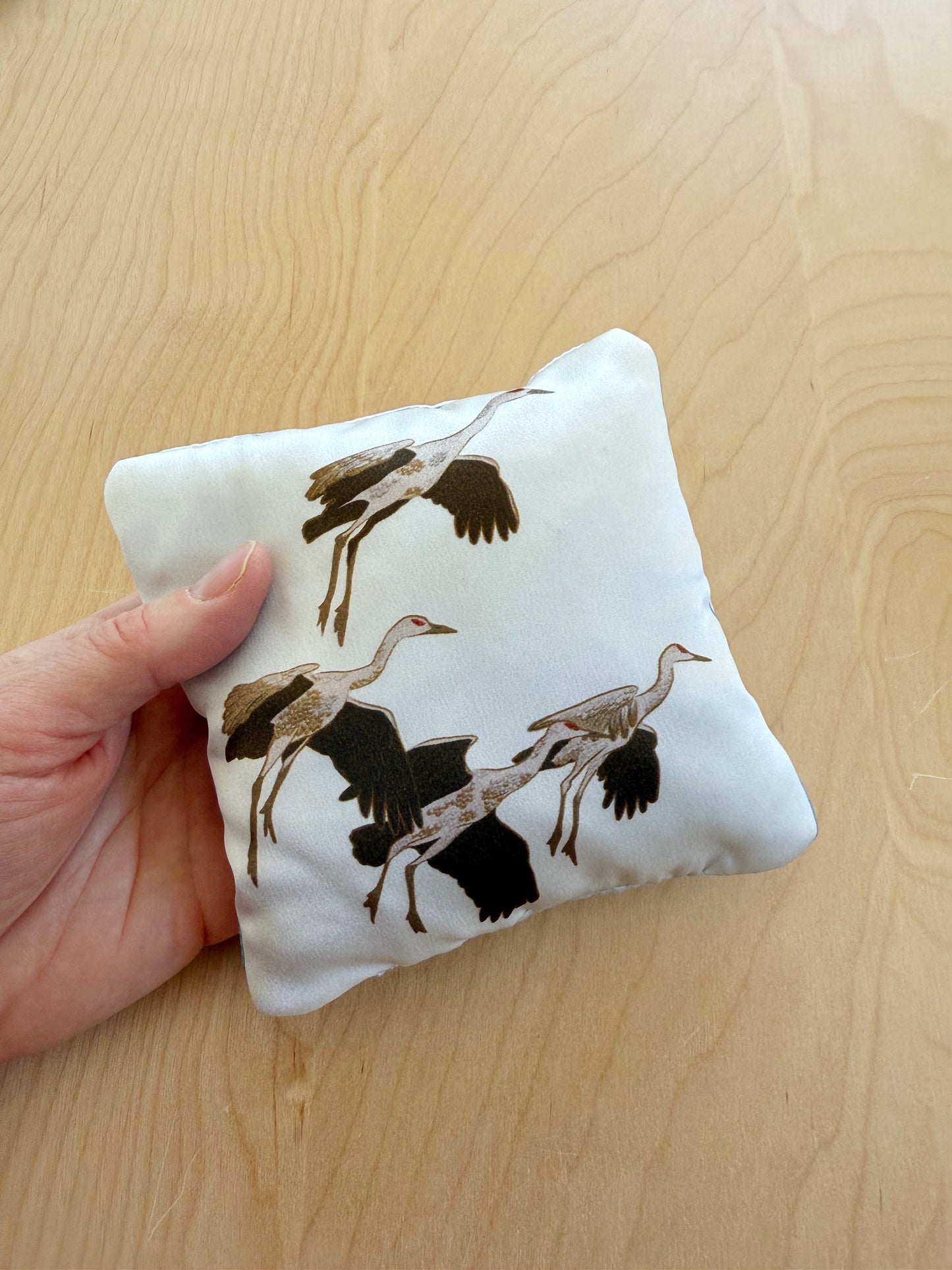 HB. Flying Sandhill Cranes Lavender Silk Sachet