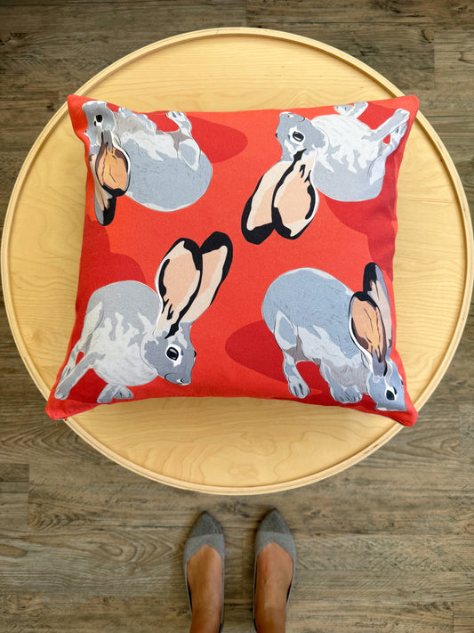 AB. Special Order Jackrabbits on Orange 20” Throw Pillow